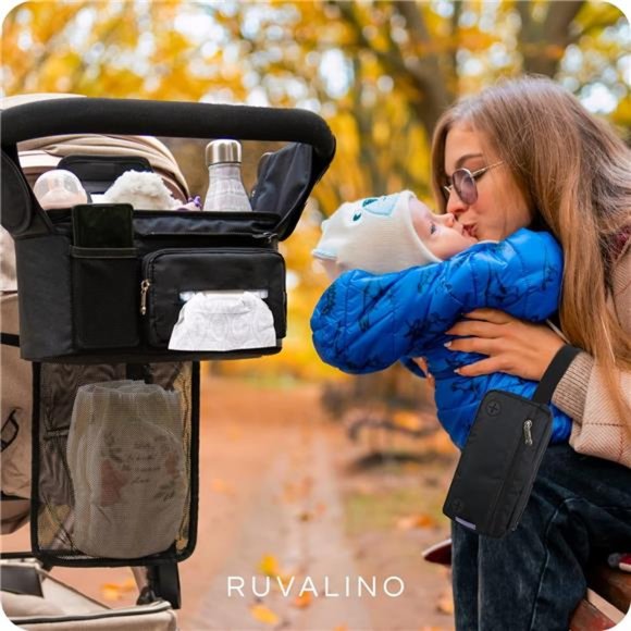 Stroller Organizer with Cup Holders - Stroller Caddy with Detachable Bag - Picture 3 of 6